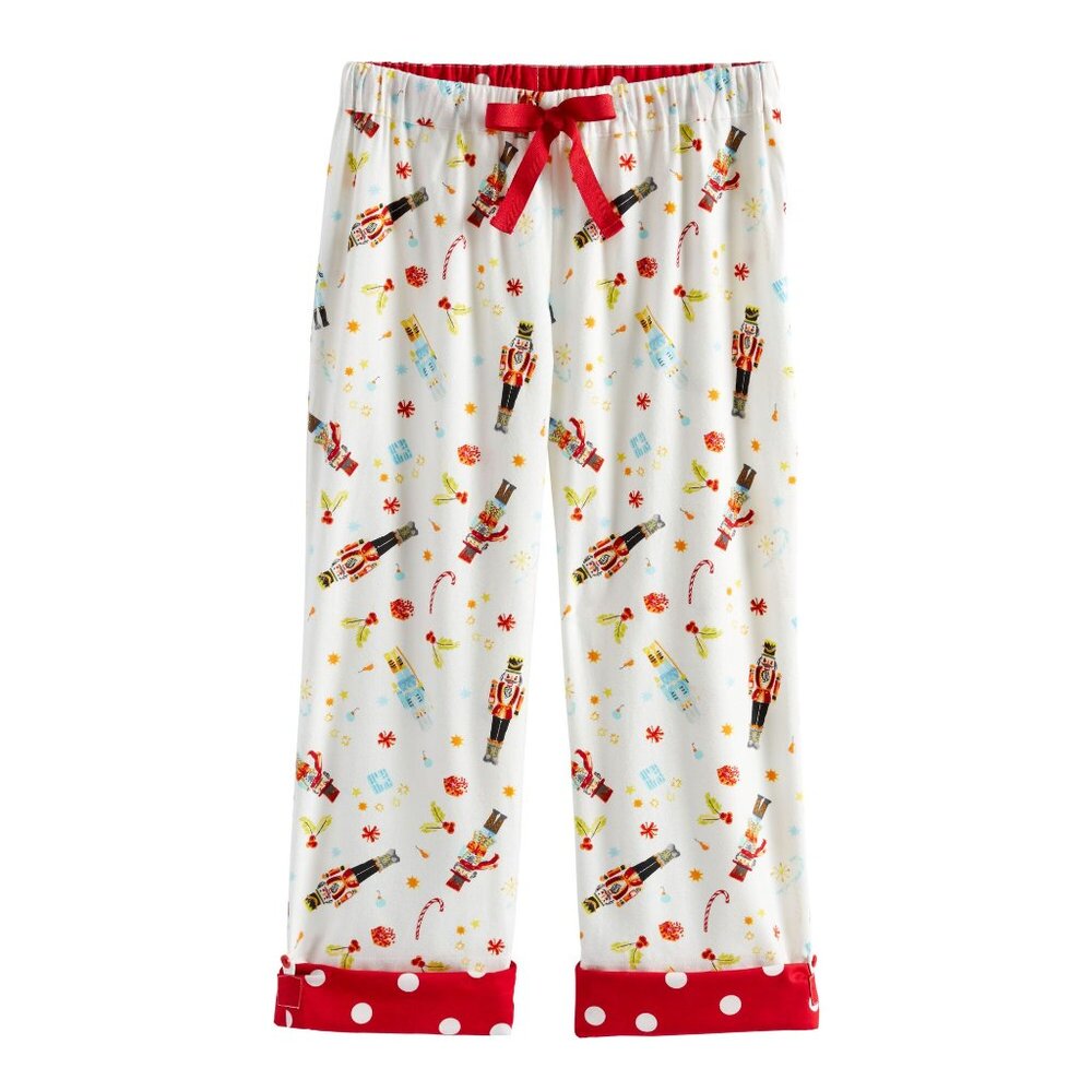 World Market Exclusive White Cotton Nutcracker Christmas Pajama Pants S/M NWT